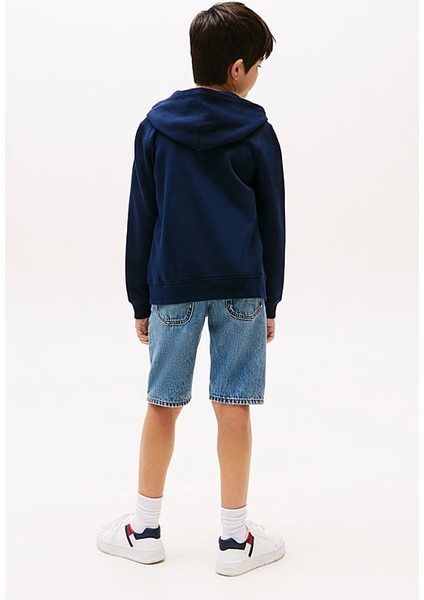 Erkek Çocuk Tommy Flag Fermuarlı Kapüşonlu Sweatshirt - Lacivert fiyatları