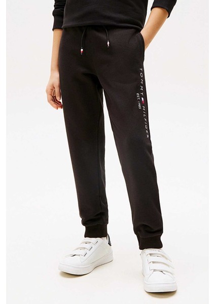 Unisex Çocuk Essential Pure Cotton Logo Jogger Eşofman Altı - Siyah