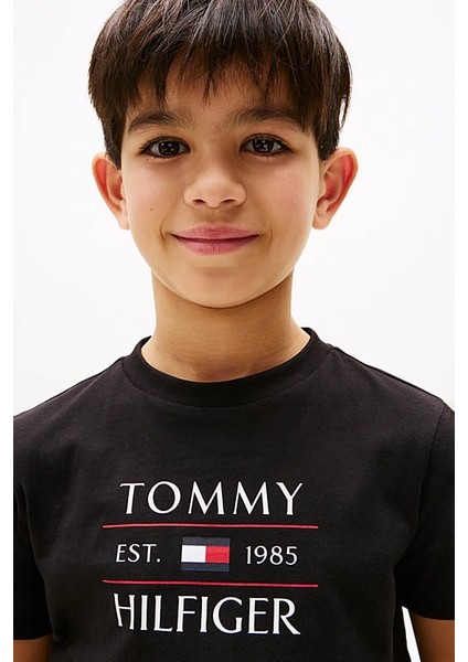 Erkek Çocuk Tommy Flag Hilfiger T-Shirt - Siyah fırsatları