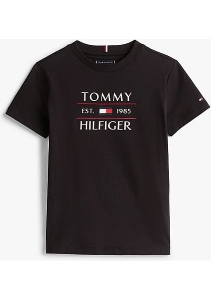 Erkek Çocuk Tommy Flag Hilfiger T-Shirt - Siyah indirimleri