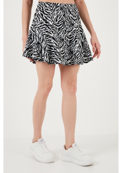 Desenli Beli Lastikli Slim Fit Mini 2'li Paket Şort Etek Bayan Şort Etek 5864024S2 modelleri