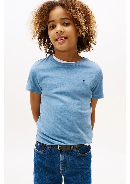 Erkek Çocuk Basic Pamuklu T-Shirt - Mavi