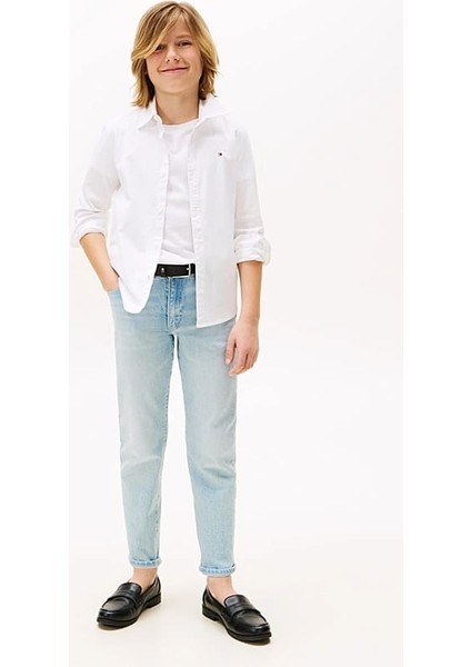 Erkek Çocuk Solid Stretch Poplin Gömlek - Beyaz