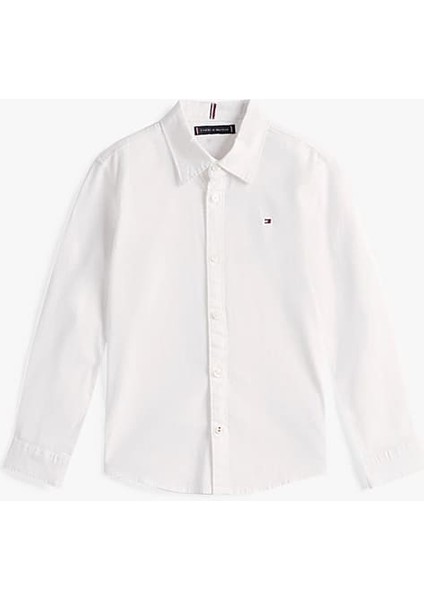 Erkek Çocuk Solid Stretch Poplin Gömlek - Beyaz
