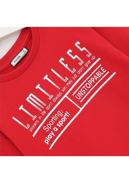 Erkek Çocuk Şardonsuz Uzun Kol Ince Bisiklet Yaka Tişört - 15927 - Kırmızı fiyatları