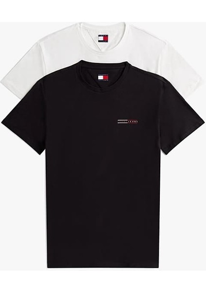 Erkek Tjm Slim 2'li Paket T-Shirt - Ekru/siyah