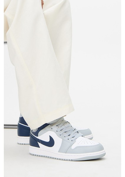 Air Jordan 1 Mid Leather Sneaker Bilekli Günlük Spor Ayakkabı Beyaz Gri