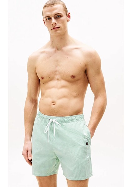 Erkek Th Orta Boy Çizgili Yüzme Şortu - Yeşil fiyatları