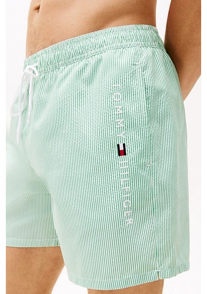 Erkek Th Orta Boy Çizgili Yüzme Şortu - Yeşil indirimleri