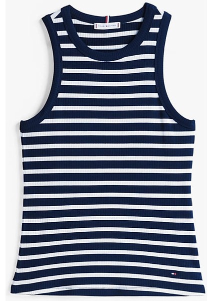 Kadın Th Ribbed Kolsuz Çizgili T-Shirt - Lacivert indirimleri