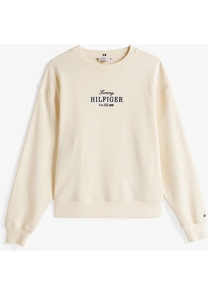 Kadın Th Logo Sweatshirt - Ekru indirimleri
