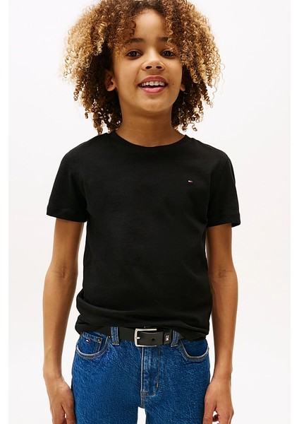 Erkek Çocuk Basic Pamuklu T-Shirt - Siyah fırsatları