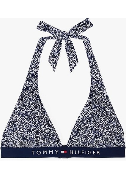 Kadın Th Baskılı Halter Bikini Üst - Lacivert indirimleri