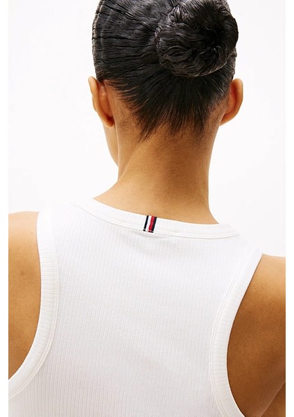 Kadın Th Ribbed Kolsuz T-Shirt - Ekru fırsatları