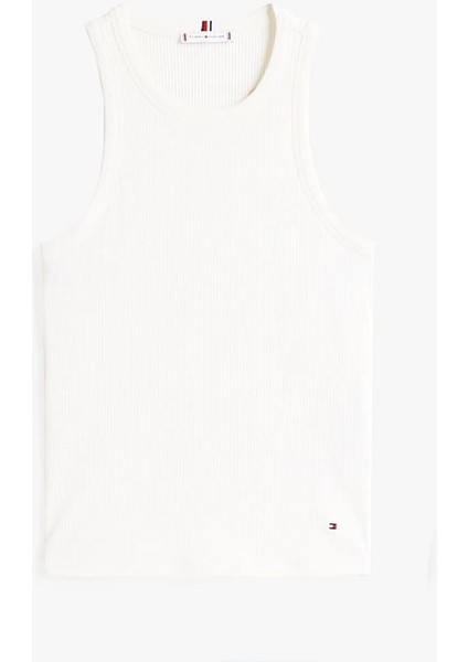 Kadın Th Ribbed Kolsuz T-Shirt - Ekru indirimleri