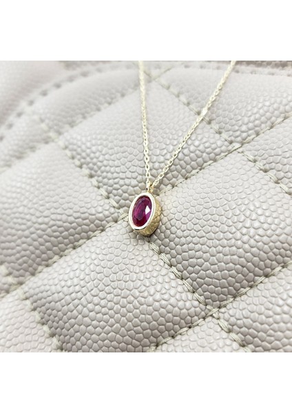 1.05 Karat Ruby Taşlı Gümüş Kolye-Ruby Taşlı 925 Ayar Gümüş Kolye