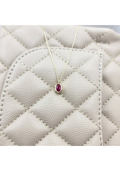 1.05 Karat Ruby Taşlı Gümüş Kolye-Ruby Taşlı 925 Ayar Gümüş Kolye