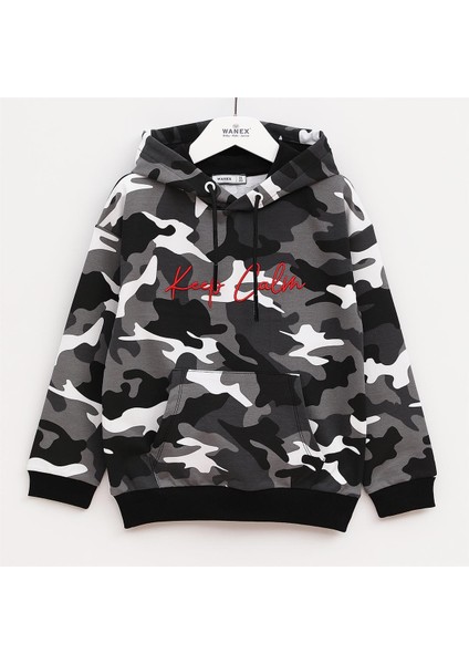 Erkek Çocuk Şardonsuz Uzun Kol Ince Kapşonlu Tişört - 15895 - Siyah