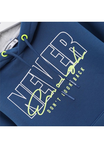 Erkek Çocuk Şardonlu Uzun Kol Kalın Kapşonlu Tişört - 15774 - Indigo fiyatları