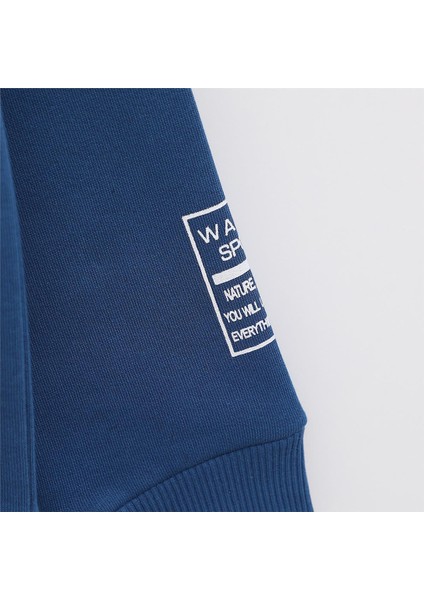 Erkek Çocuk Şardonlu Uzun Kol Kalın Kapşonlu Tişört - 15774 - Indigo fırsatları