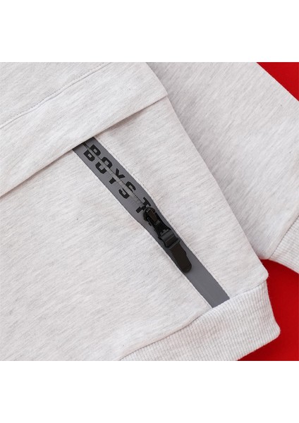 Erkek Çocuk Şardonsuz Uzun Kol Ince Kapşonlu Tişört - 15791 - Melanj fiyatları