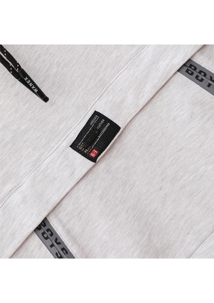 Erkek Çocuk Şardonsuz Uzun Kol Ince Kapşonlu Tişört - 15791 - Melanj modelleri