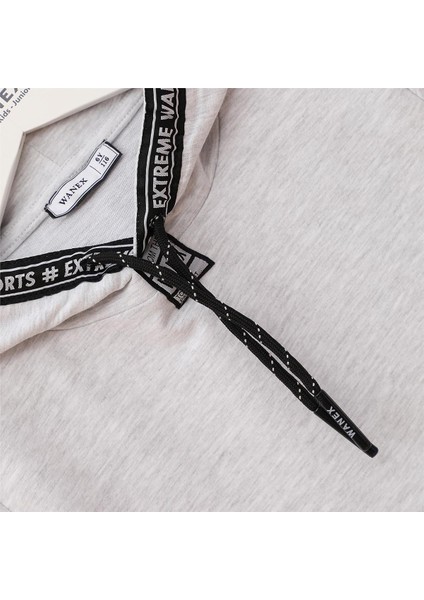 Erkek Çocuk Şardonsuz Uzun Kol Ince Kapşonlu Tişört - 15791 - Melanj fırsatları