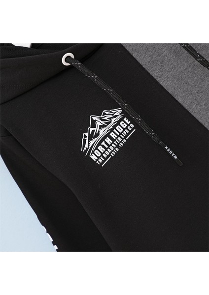 Erkek Çocuk Şardonsuz Uzun Kol Ince Kapşonlu Tişört - 15935 - Siyah fiyatları