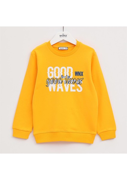 Erkek Çocuk Şardonlu Uzun Kol Kalın Bisiklet Yaka Tişört - 16142 - Sarı