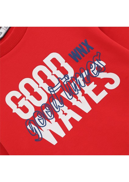 Erkek Çocuk Şardonlu Uzun Kol Kalın Bisiklet Yaka Tişört - 16142 - Kırmızı modelleri