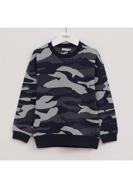 Erkek Çocuk Uzun Kol Ince Bisiklet Yaka Tişört - 16092 - Lacivert