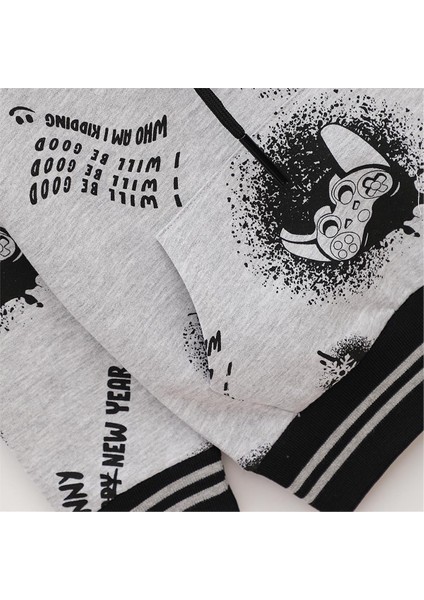 Erkek Çocuk Uzun Kol Kalın Kapşonlu Tişört - 16301 - Melanj fiyatları