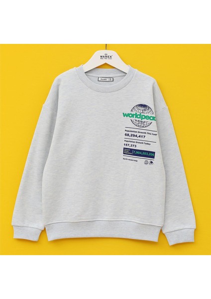 Erkek Çocuk Şardonlu Uzun Kol Kalın Bisiklet Yaka Tişört - 16225 - Mavi