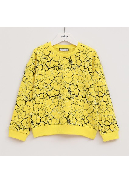 Erkek Çocuk Şardonsuz Uzun Kol Ince Bisiklet Yaka Tişört - 16229 - Sarı