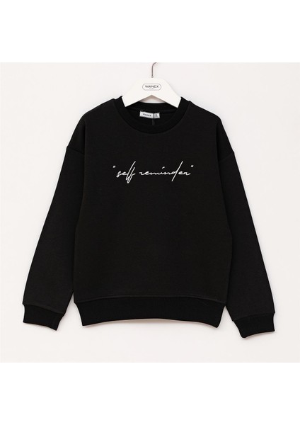 Erkek Çocuk Uzun Kol Kalın Bisiklet Yaka Tişört - 16579 - Siyah