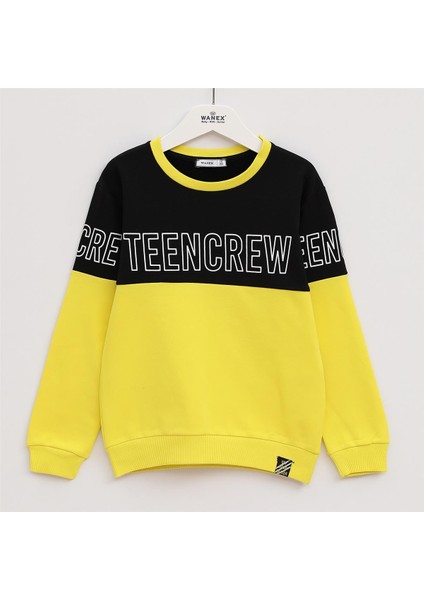Erkek Çocuk Şardonsuz Uzun Kol Kalın Tişört - 16016 - Siyah - Sarı