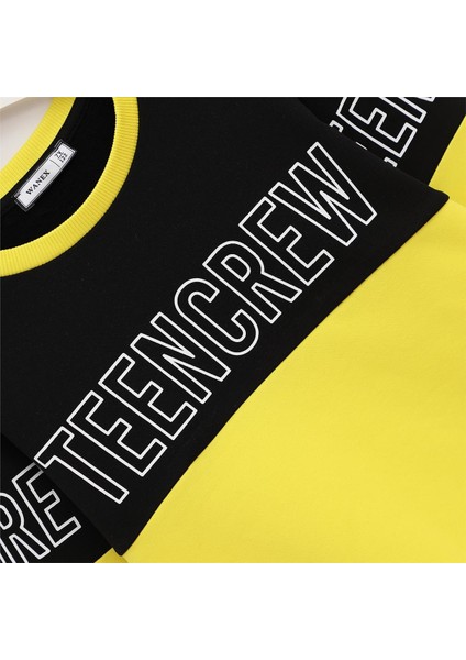 Erkek Çocuk Şardonsuz Uzun Kol Kalın Tişört - 16016 - Siyah - Sarı fiyatları