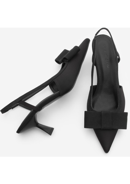 Kadın Stiletto Sivri Burun Fiyonk Detaylı Arkası Açık Topuklu Ayakkabı Togan