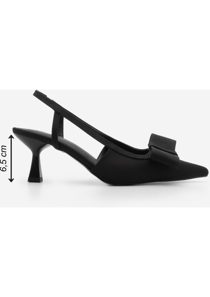 Kadın Stiletto Sivri Burun Fiyonk Detaylı Arkası Açık Topuklu Ayakkabı Togan