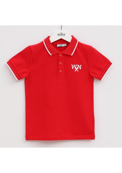 Erkek Çocuk Kısa Kol Polo Yaka Tişört - 15680 - Kırmızı