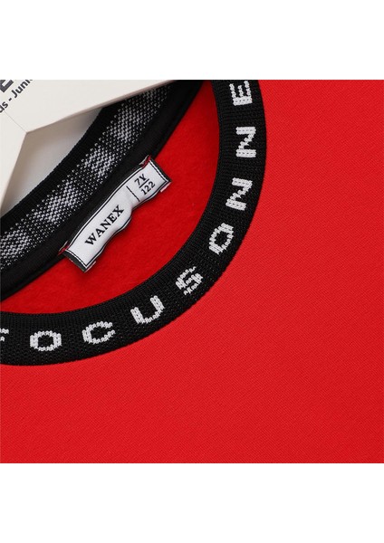 Erkek Çocuk Şardonlu Uzun Kol Kalın Bisiklet Yaka Tişört - 16168 - Kırmızı modelleri