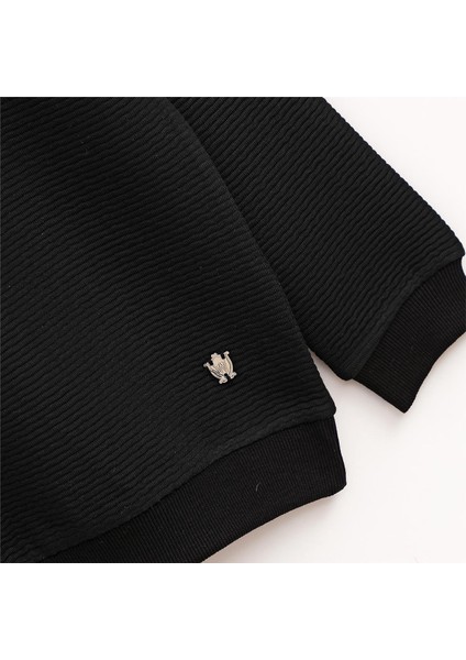 Erkek Çocuk Şardonsuz Uzun Kol Ince Bisiklet Yaka Tişört - 16067 - Siyah fiyatları