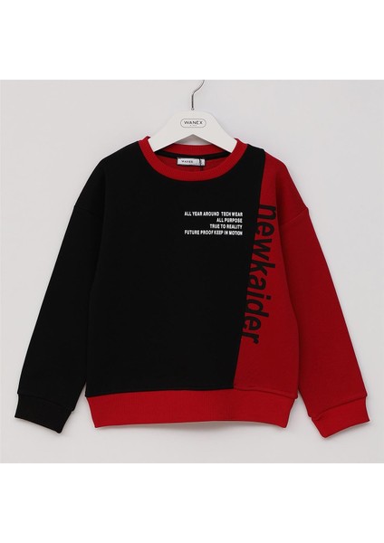 Erkek Çocuk Uzun Kol Kalın Bisiklet Yaka Tişört - 16599 - Bordo