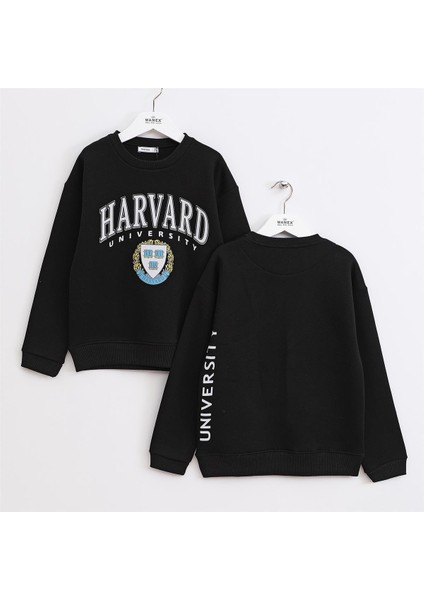 Erkek Çocuk Şardonlu Uzun Kol Kalın Bisiklet Yaka Tişört - 16213 - Siyah