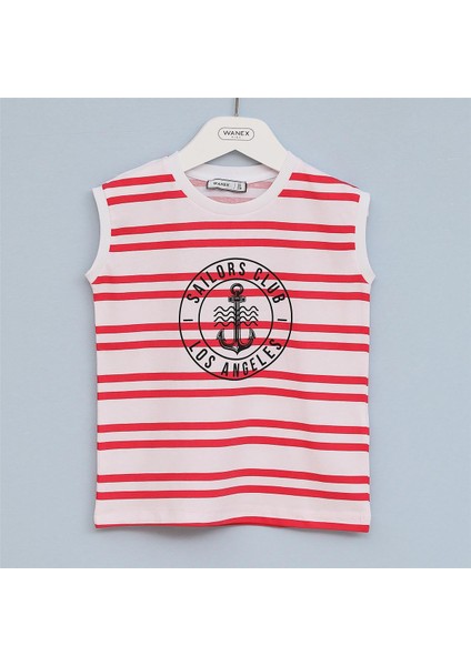 Erkek Çocuk Sıfır Kol Bisiklet Yaka Tişört - 16414 - Kırmızı