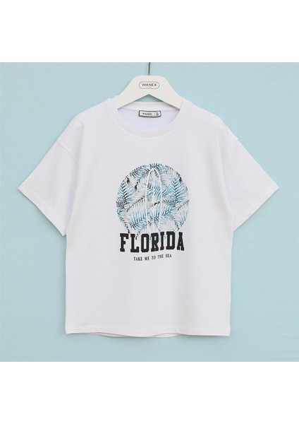 Erkek Çocuk Kısa Kol Bisiklet Yaka Tişört - 16527 - Beyaz