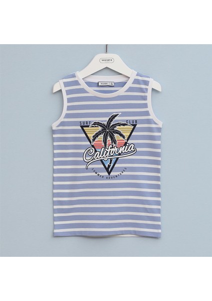 Erkek Çocuk Sıfır Kol Bisiklet Yaka Tişört - 16309 - Mavi