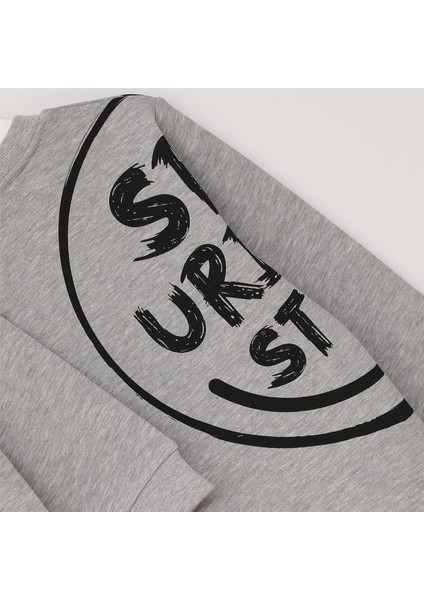 Erkek Çocuk Uzun Kol Kalın Bisiklet Yaka Tişört - 16558 - Melanj modelleri