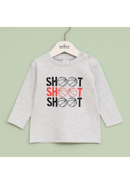 Erkek Çocuk Uzun Kol Ince Bisiklet Yaka Tişört - 16617 - Melanj