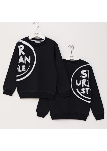 Erkek Çocuk Uzun Kol Kalın Bisiklet Yaka Tişört - 16558 - Lacivert